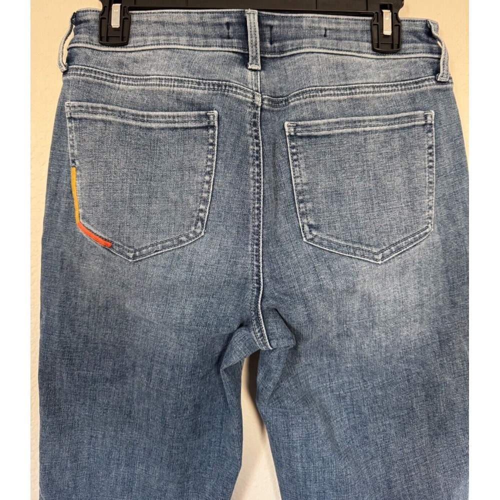 NYDJ Jeans Marilyn Straight Clean Horizon SZ 6 Ankle Raw Hem Multi Color Pockets - Picture 5 of 16